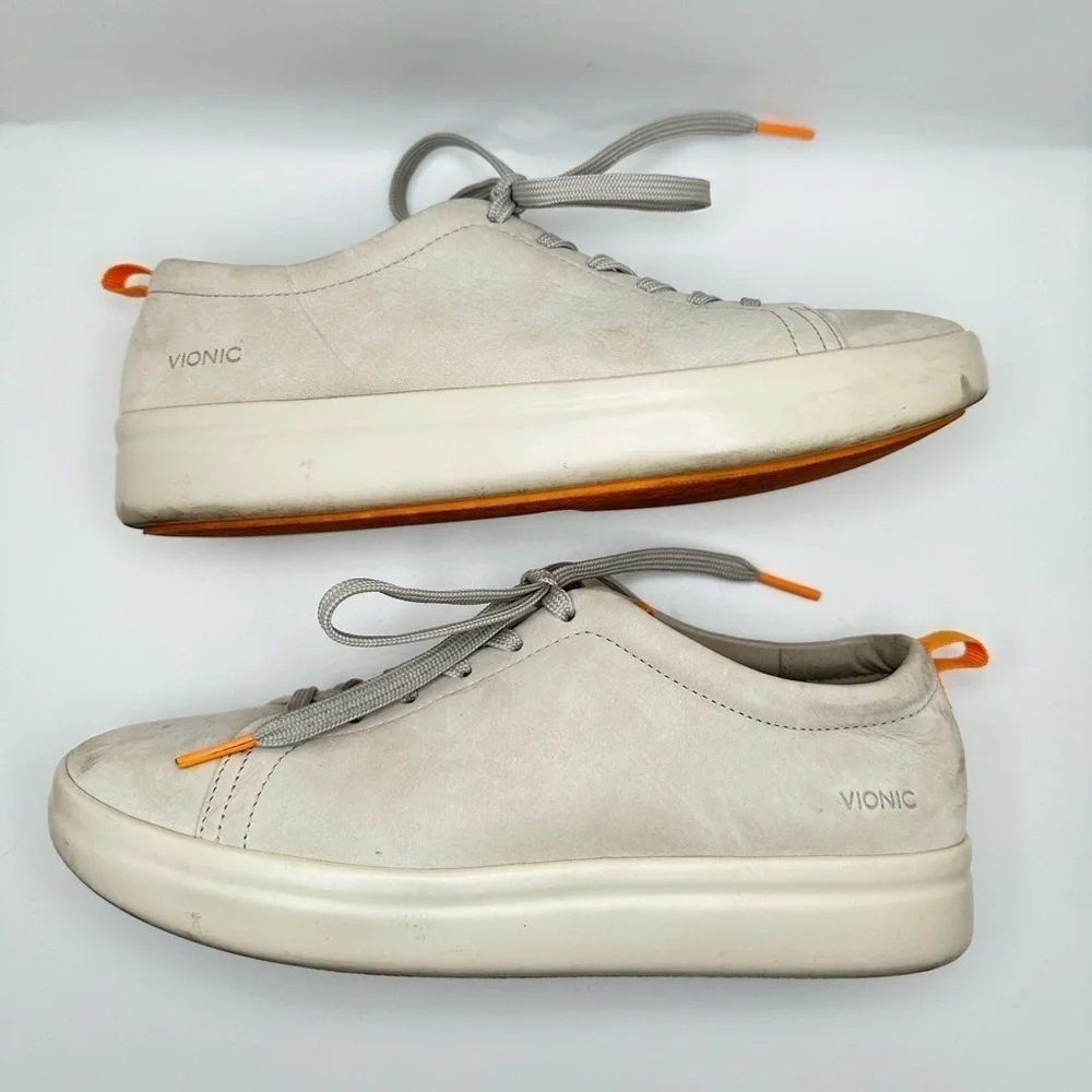 Vionic Paisley Soft Nubuck Leather Sneaker in Light Gray Women’s Sz 6.5